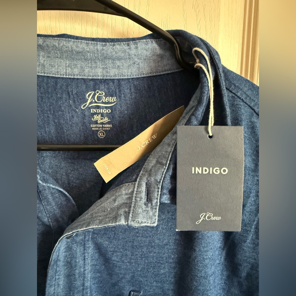 NWT JCREW MENS INDIGO DYED COTTON BUTTON DOWN SHIRT - Picture 3 of 3
